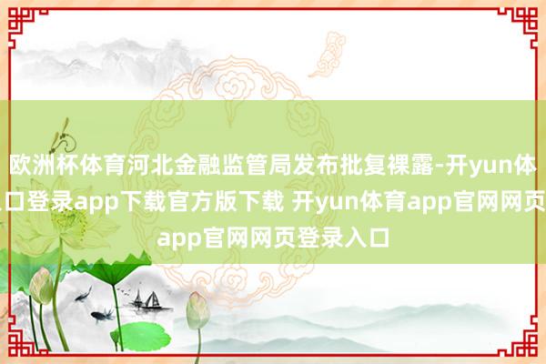 欧洲杯体育河北金融监管局发布批复裸露-开yun体育官网入口登录app下载官方版下载 开yun体育app官网网页登录入口